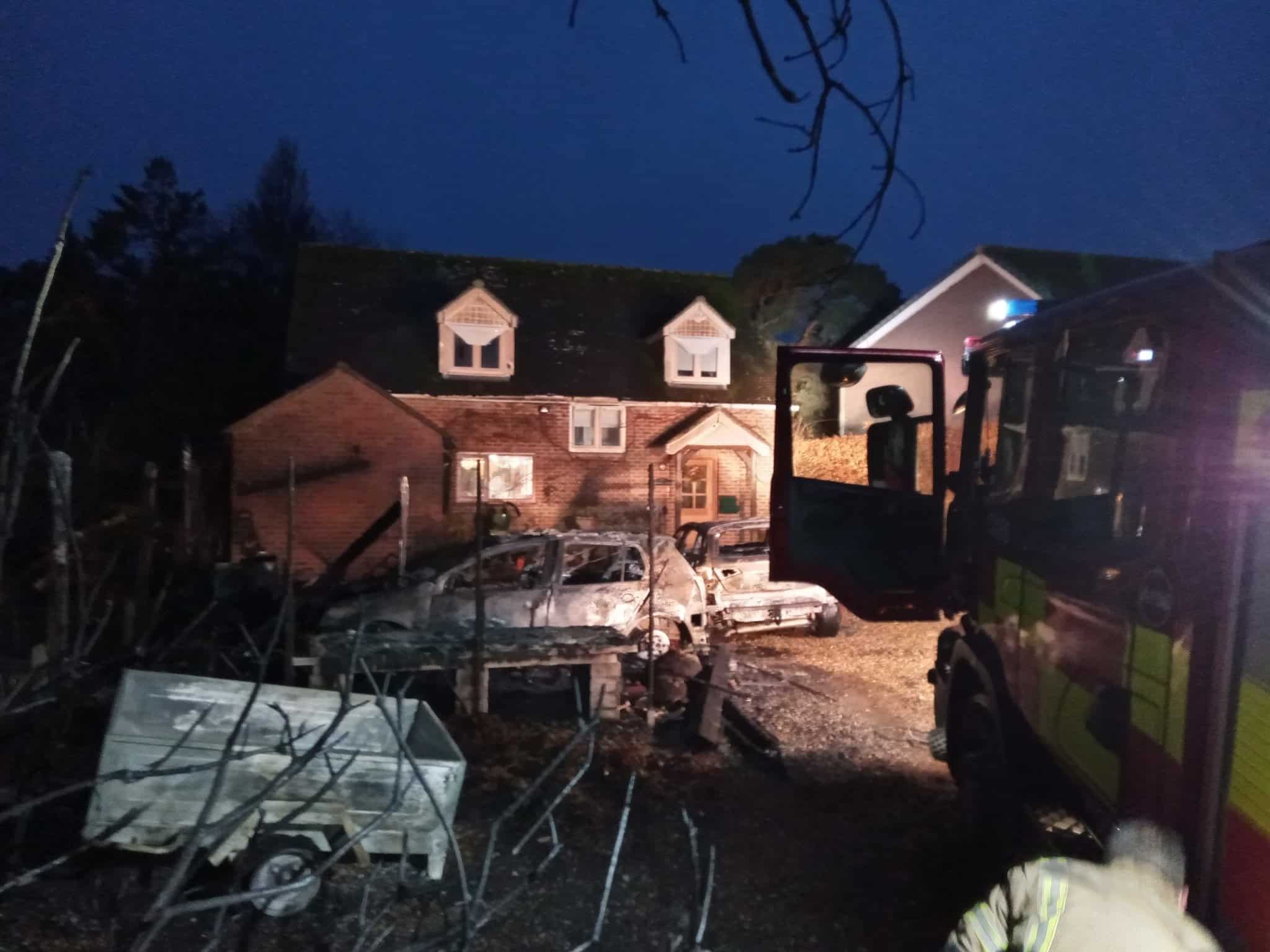 Sussex News East Wittering West Sussex Fire responds to cars ablaze