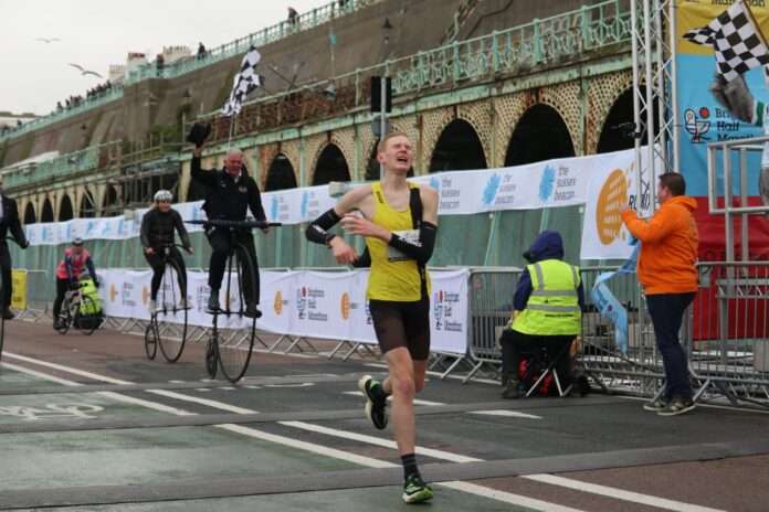 The finish line for the 2024 Brighton Half Marathon