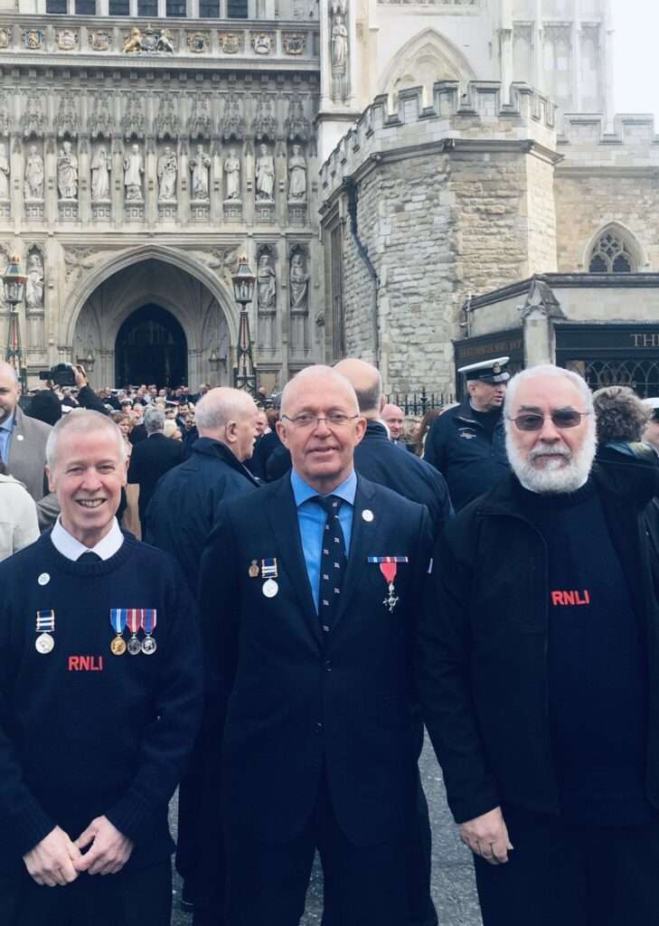 Nick Gentry, Roger Cohen MBE, Gary Marsh outside Westminster Abbey
