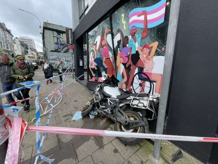 Motorbike Crash at Wagamama's in Brighton