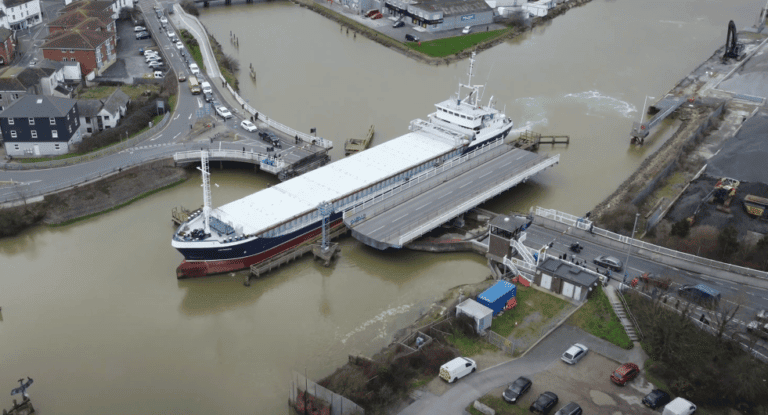Spectacular Drone Captures Newhaven Swing Bridge in Action