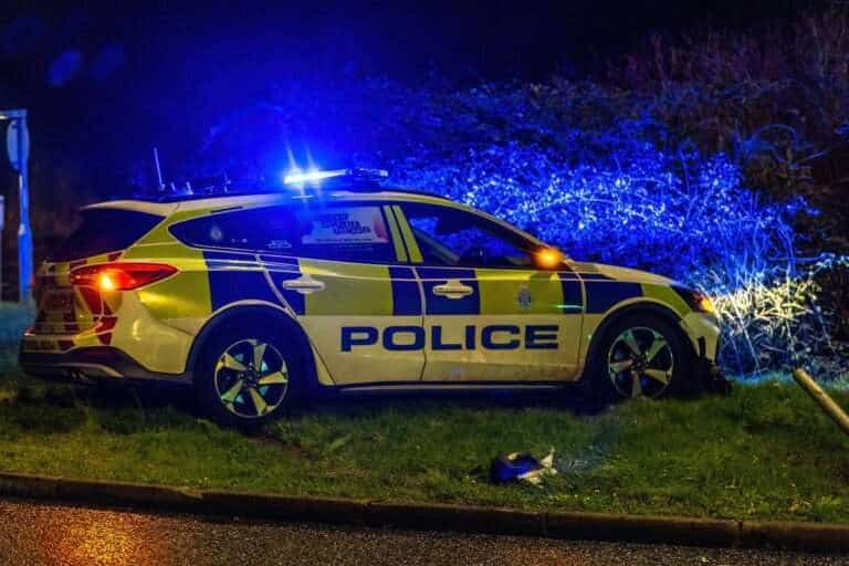 Police Car Crashes Into Newhaven Roundabout