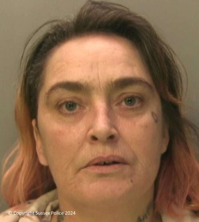 A woman has been jailed for leaving her victim with permanent facial injuries in Worthing.