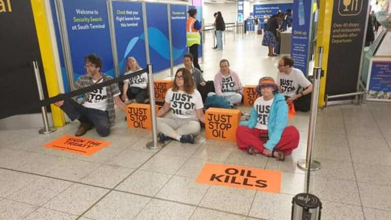Just Stop Oil supporters disrupt Gatwick
