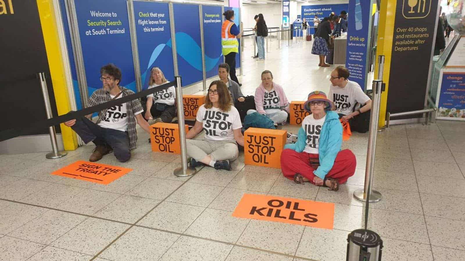 Just Stop Oil supporters disrupt Gatwick