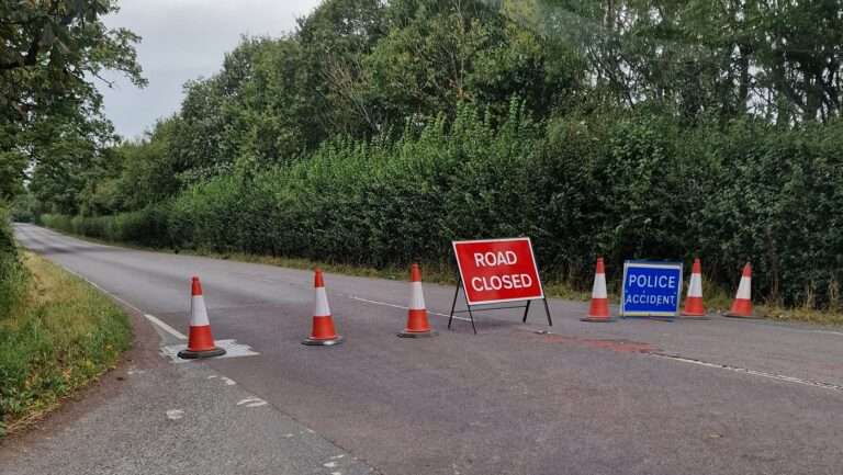 Accident Road Closed Cowfold village