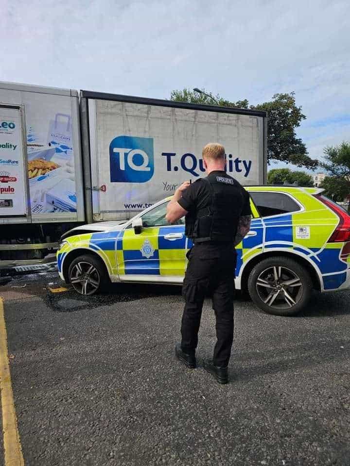 Central Brighton Roads Closed After Police Car and Lorry Crash