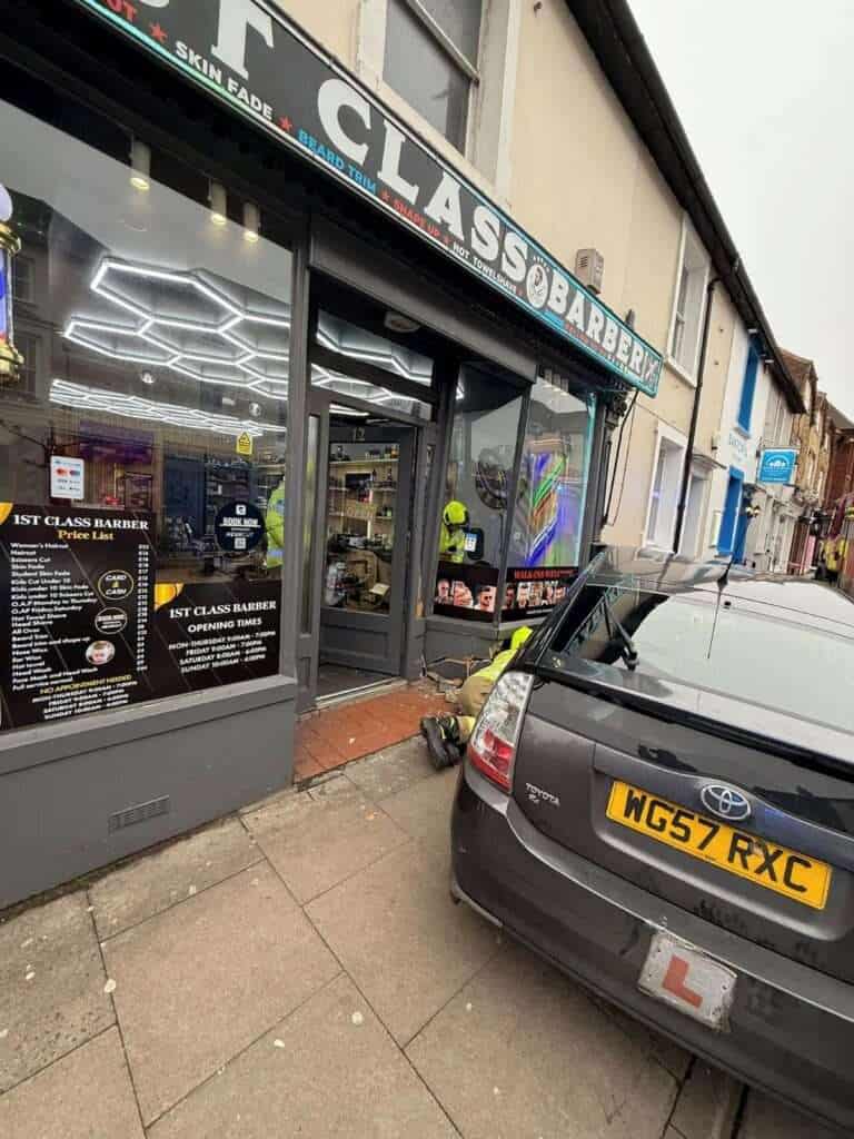 Learner Driver Crashes into Chichester Barbershop