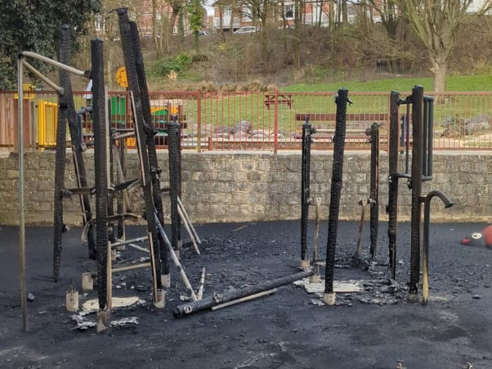 play equipment in the Queens Park play area had been destroyed