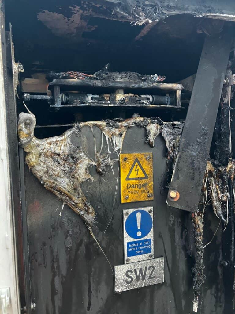 a fire in a power supply cabinet