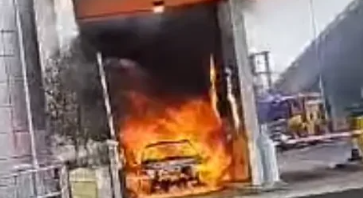 Car Engulfed in Flames at Gatwick Airport Car Park