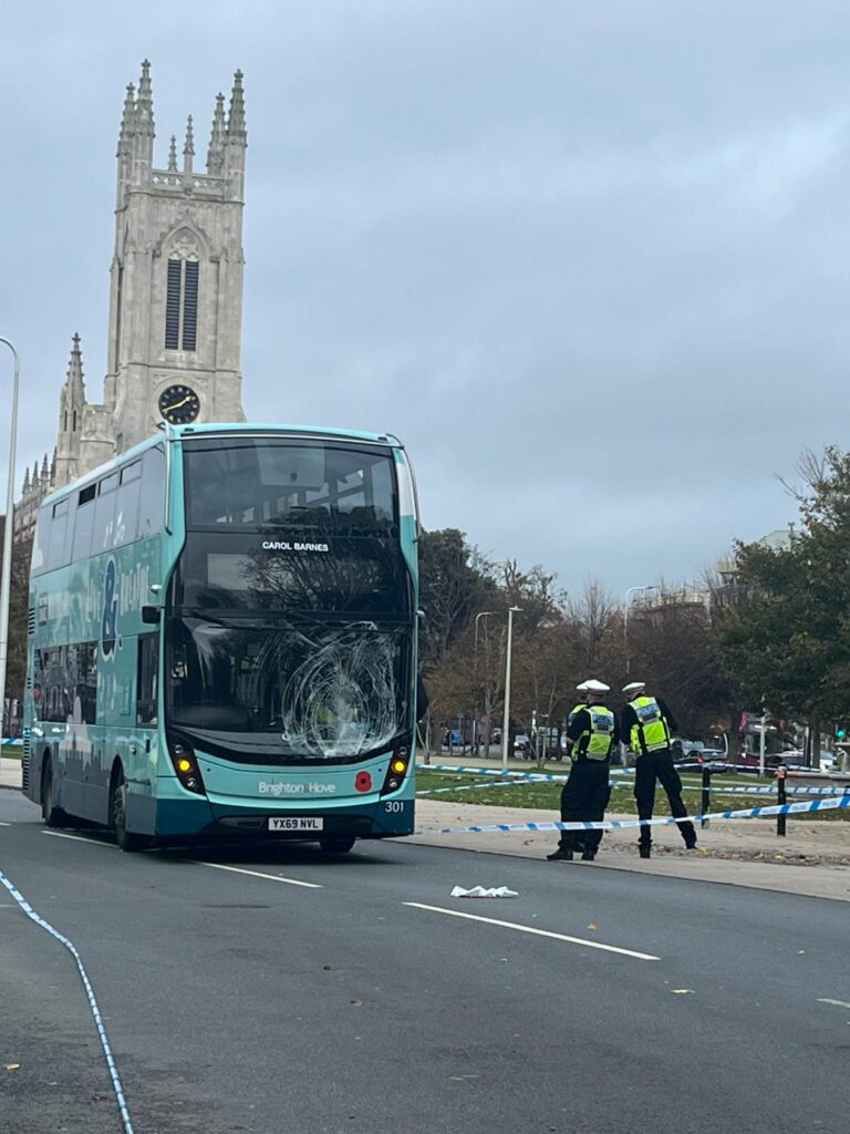 Pedestrian hit by bus in Brighton