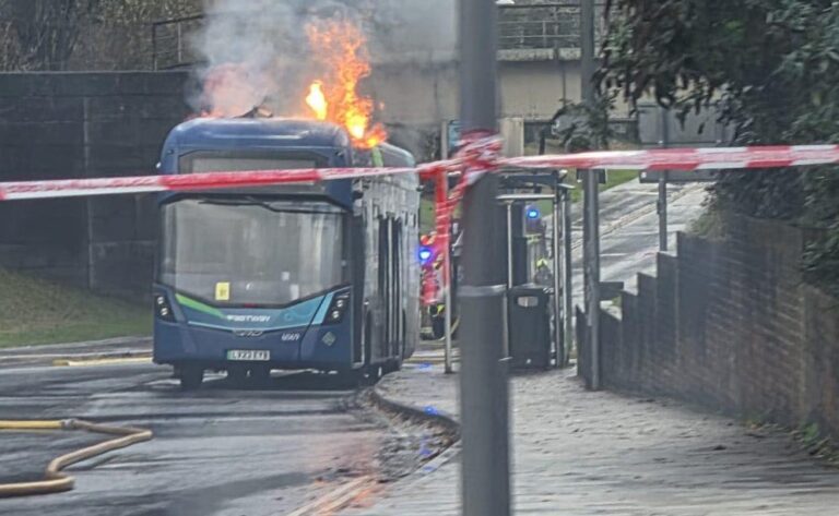 bus fire crawley