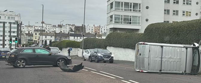 A259 Marine Parade Closed After Van and Car Collision