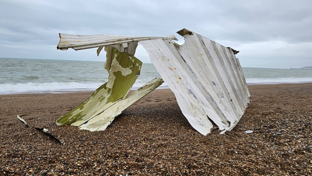 Damaged Shipping Container Washes Up on Seaford Beach After Storm