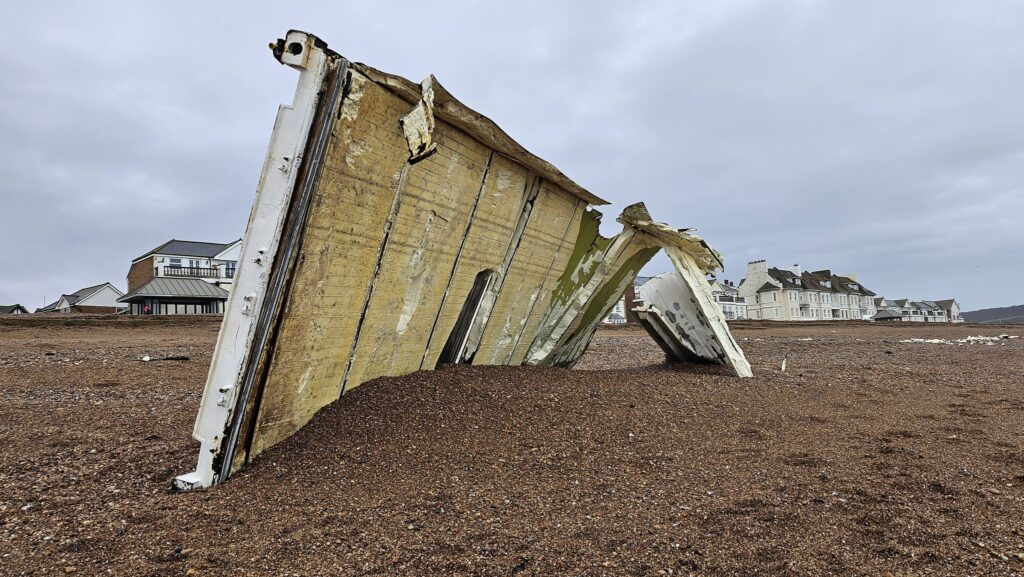 Damaged Shipping Container Washes Up on Seaford Beach After Storm
